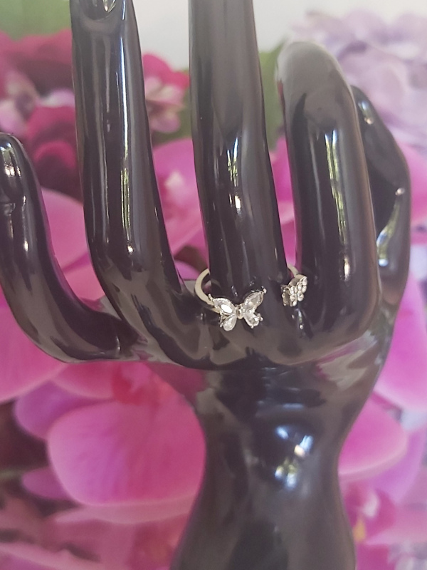 Rhinestone Butterfly Cuff Ring