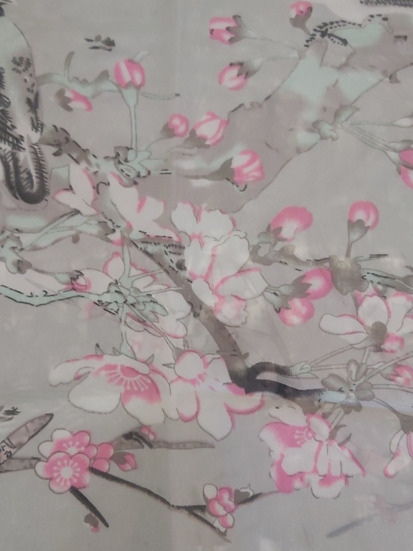 Cherry Blossom and Bird Printed Scarf
