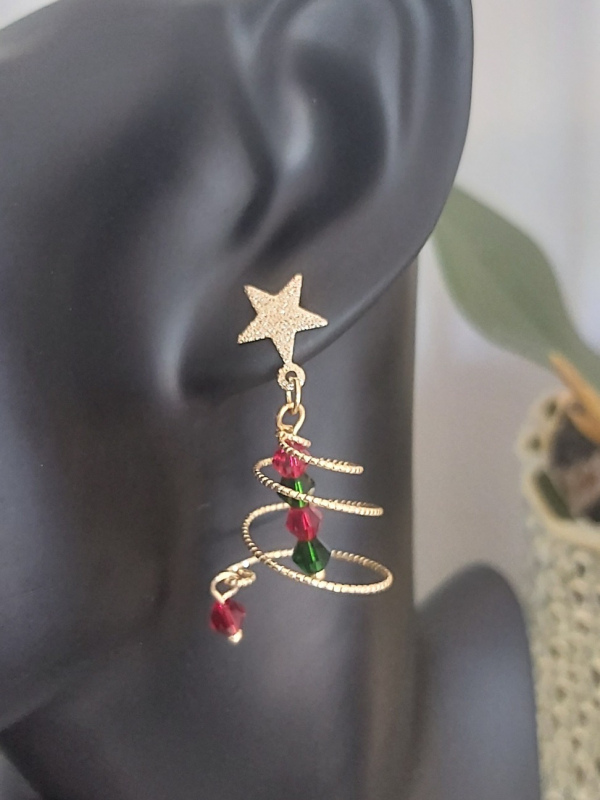 Twirly Christmas Tree Earrings