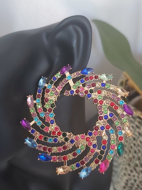Colourful Rhinestone Statement Earrings