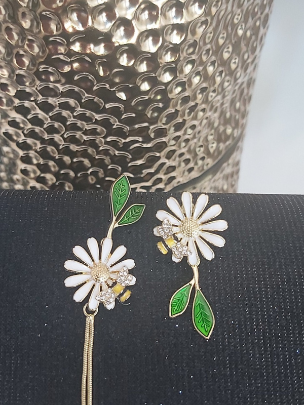 Mismatched Bee and Flower Earrings